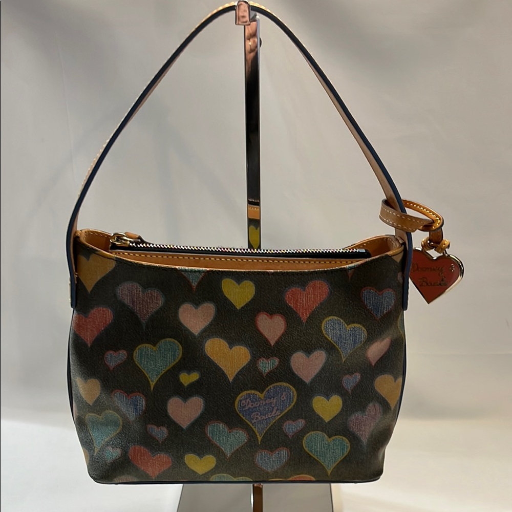 Dooney & Bourke Multicolor Heart Print Mini Shoulder Bag  EUC